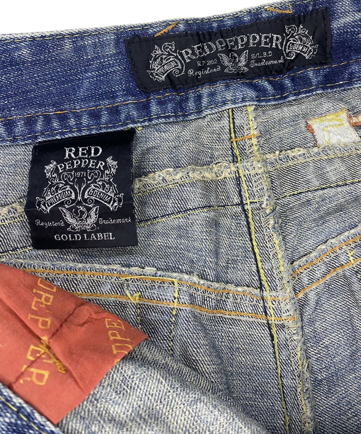 If Six Was Nine × Japanese Brand × Le Grande Bleu (L.G.B.) Vintage Red Pepper Flared Jean Distressed Size US 33 - 9 Thumbnail