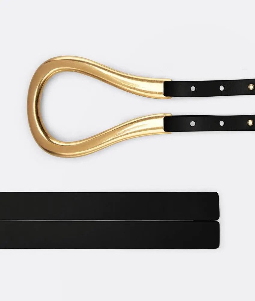 Bottega Veneta o1n1vont0425 Size: S / Horsebit Belt in Black/Gold Size ONE SIZE - 2 Thumbnail