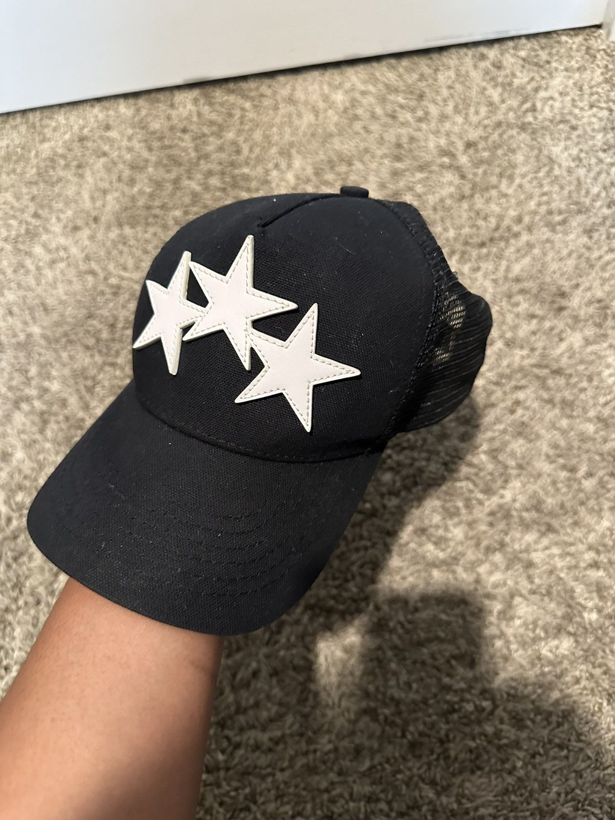 AMIRI 3 Star Trucker Hat Black/White