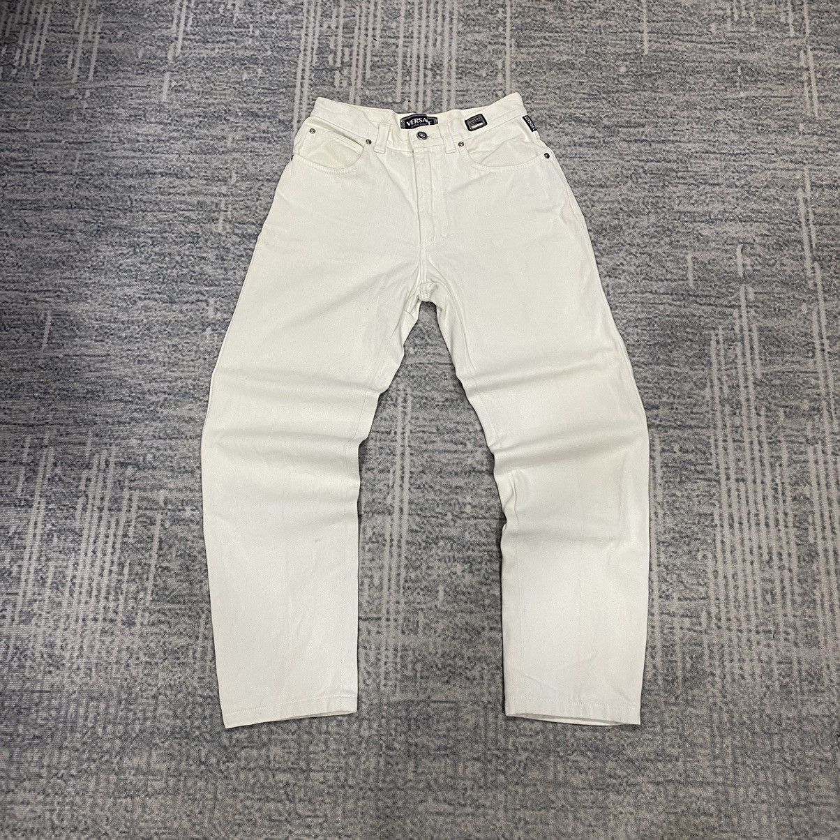 Versace × Versace Jeans Couture Sick☠️ Versace White Denim Jeans 90s Size US 29 - 2 Thumbnail