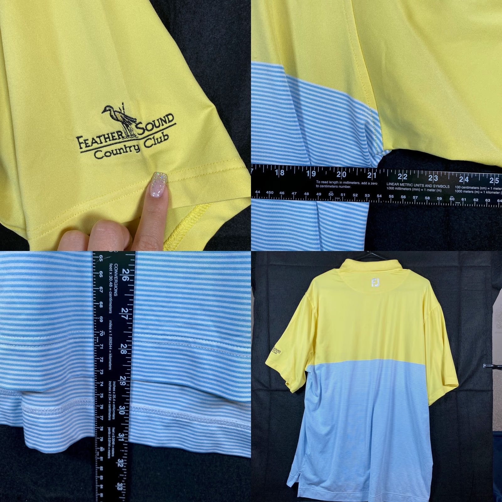 Footjoy FootJoy Shirt Yellow Blue Golf Polo Mens L Quick Dry Stretch Athleisure Casual Workwear 42 in Chest Colorblock Button-Down Short Sleeve Stateful Size US L / EU 52-54 / 3 - 8 Thumbnail
