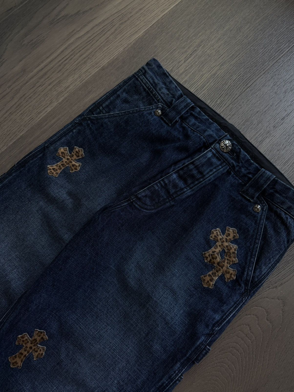 Chrome Hearts Chrome Hearts Turbo Diesel Cheetah Cross Patch Blue Jeans Size US 32 / EU 48 - 4 Thumbnail
