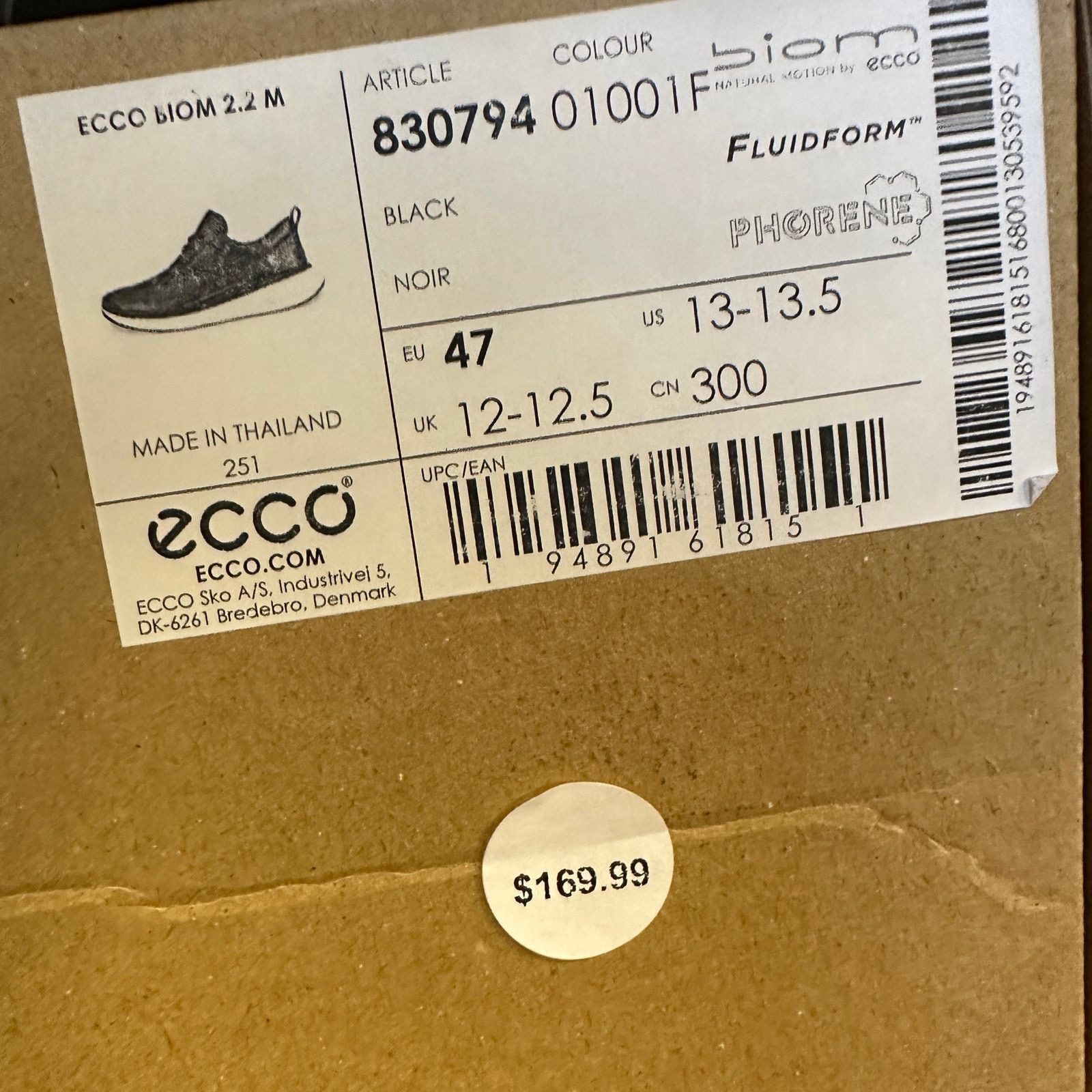 Ecco ECCO MEN'S 47 BIOM 2.2 BLACK LEATHER HYBRID SHOE FACTORY 2ND Size US 14 / EU 47 - 7 Thumbnail