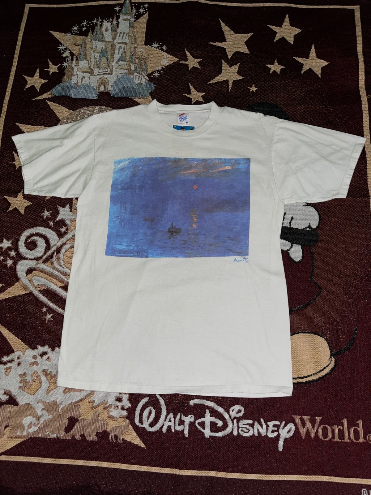 image of 90's Claude Monet Art Tshirt in White, Men's (Size XL)