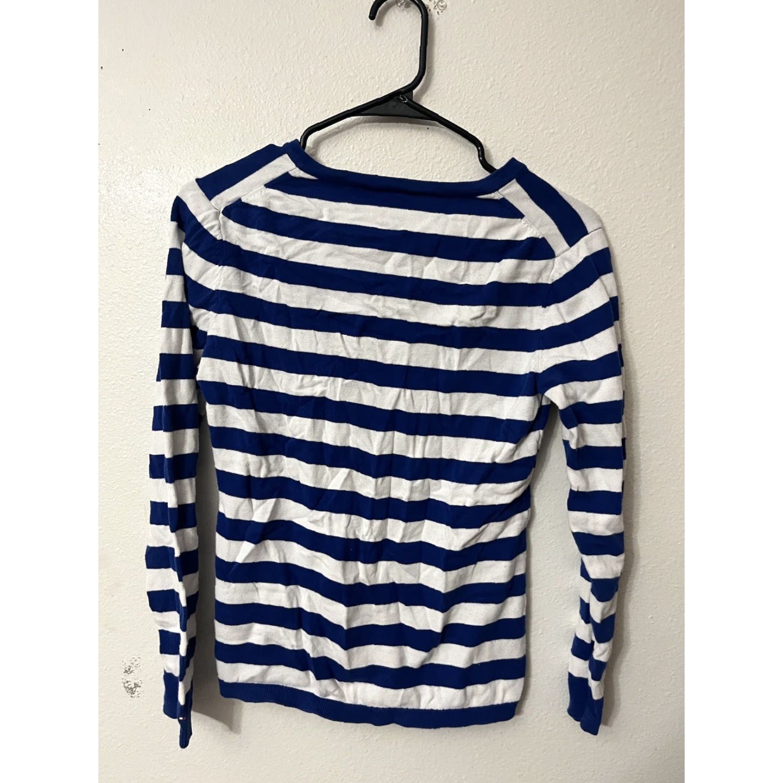Tommy Hilfiger Tommy Hilfiger Woman Blue White T-Shirt Striped Long Sleeve V-Neck Size S Size S / US 4 / IT 40 - 3 Thumbnail