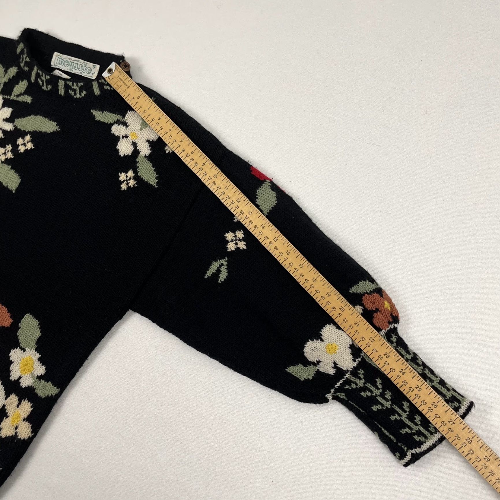 Vintage VINTAGE Moussie Sayers Sweater Women M / L Black Floral Wool Jumper England Boho Size M / US 6-8 / IT 42-44 - 7 Thumbnail