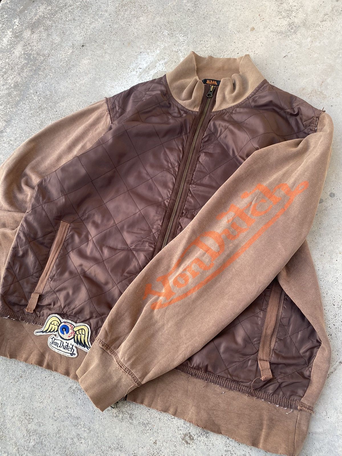 Vintage Vintage 90s Von Dutch Eye Wings Zip Up Sweater Brown Size US L / EU 52-54 / 3 - 3 Thumbnail