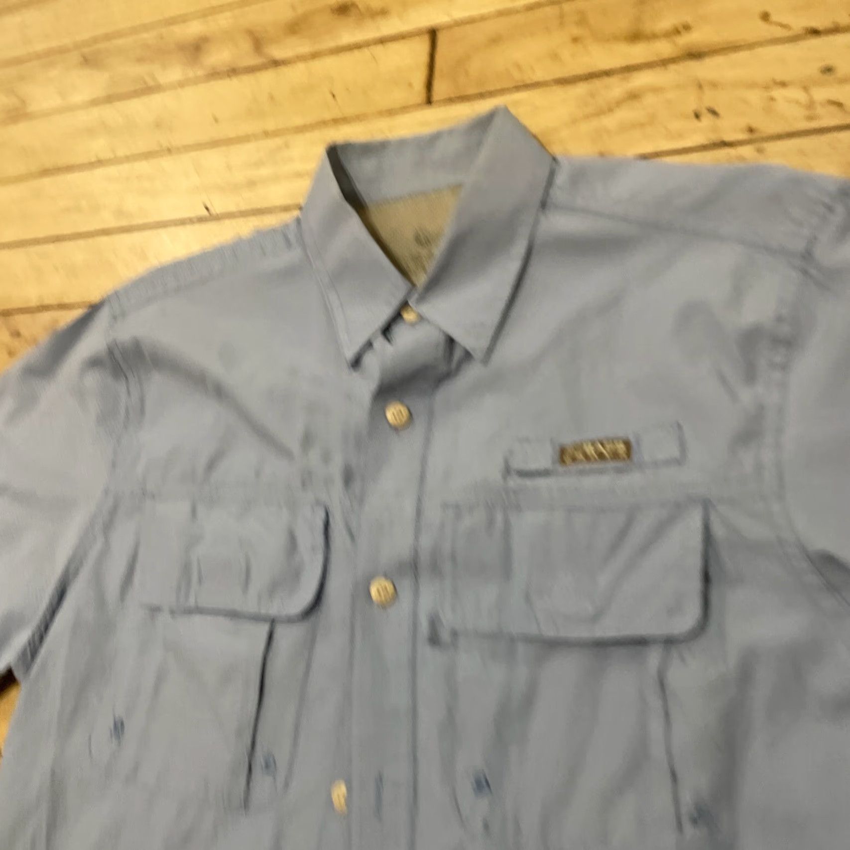 Vintage G.H. Bass & Co. Hiking Shirt Mens S Light Blue Check Ripstop Button-Up Short Sleeve Casual Workwear Size US S / EU 44-46 / 1 - 3 Thumbnail