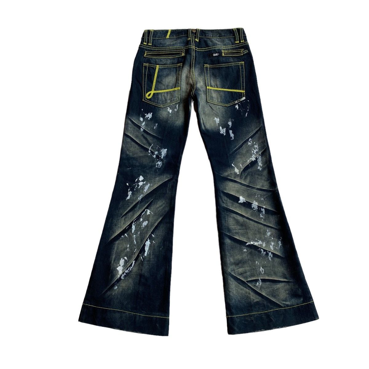 Isamu Katayama Backlash × Japanese Brand Glad News Flared Splatter Denim Luxuria Size US 31 - 2 Thumbnail