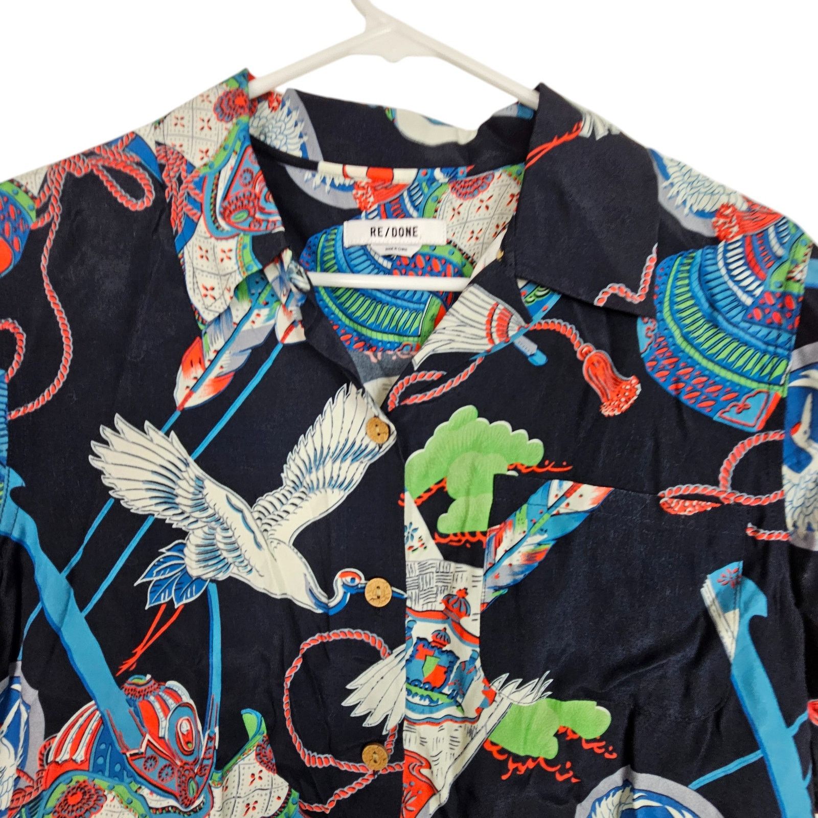 RE/DONE Re/DoneWomens Japanes Tsuru Hawaiian Crane Shirt Size M Bird Size M / US 6-8 / IT 42-44 - 3 Thumbnail
