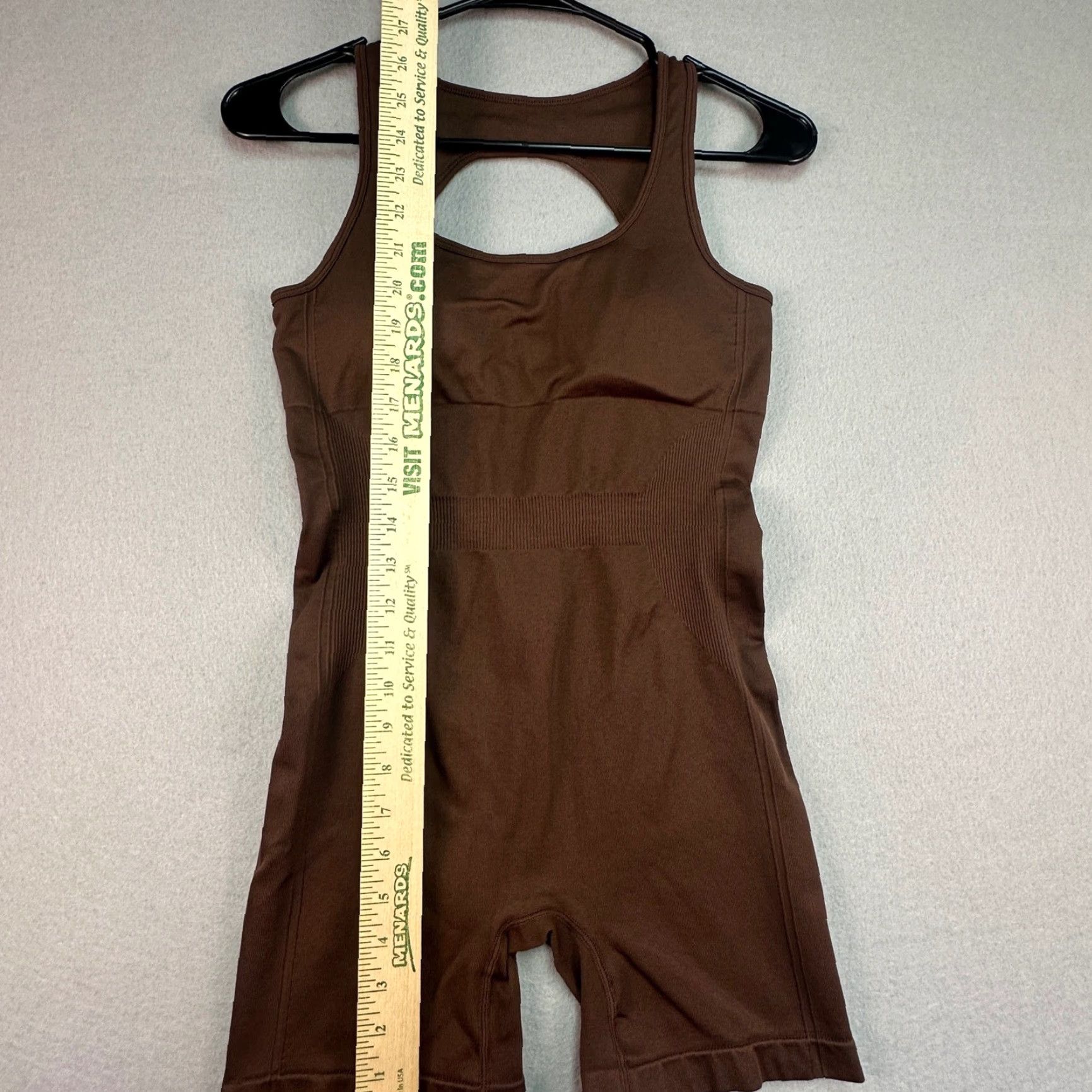 Vintage Aagroste Romper Women's S Ribbed Athletic Brown Racerback One-Piece Activewear Size 28" / US 6 / IT 42 - 2 Thumbnail