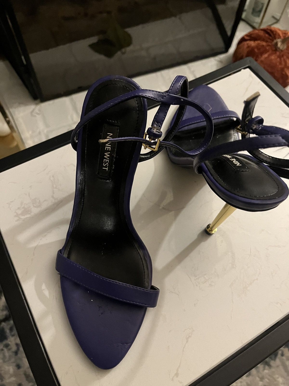 Nine West Dark Purple Heels with Gold Accents Size US 6.5 / IT 36.5 - 1 Thumbnail