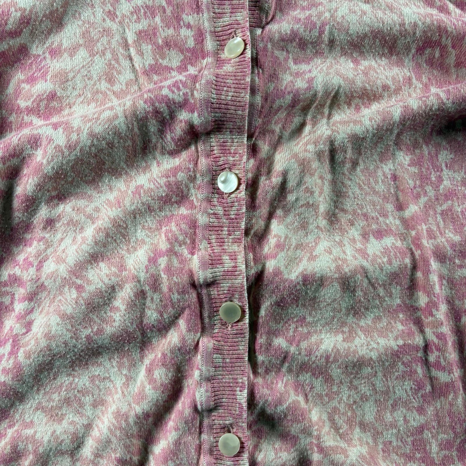 Other Talbots Pink Animal Print Cardigan Sweater Size S / US 4 / IT 40 - 6 Thumbnail