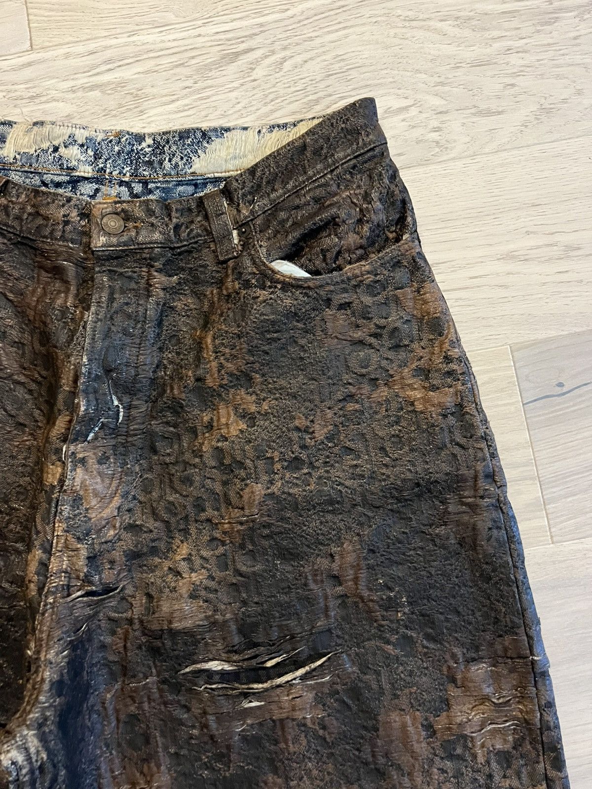 Acne Studios Brown Super Baggy Printed Distressed Jeans Size US 32 / EU 48 - 2 Thumbnail