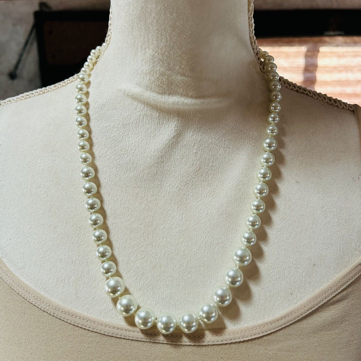 Vintage Vintage classic white glass hand knotted pearl 925 necklace Size ONE SIZE - 4 Thumbnail