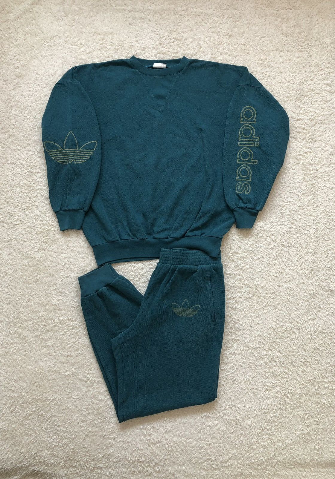 Adidas × Vintage Set Sweatshirt + Pants Adidas Vintage 80’s Big Logo Size US 36 / EU 52 - 1 Thumbnail