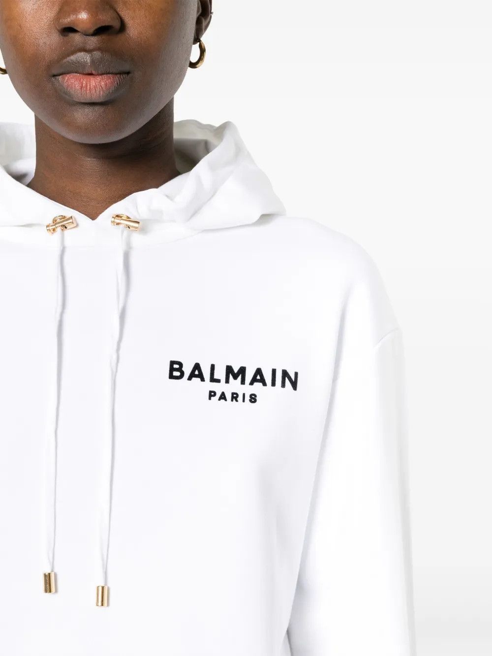 Balmain o1s1wg110825 Logo Print Hoodie in White Size M / US 6-8 / IT 42-44 - 4 Thumbnail