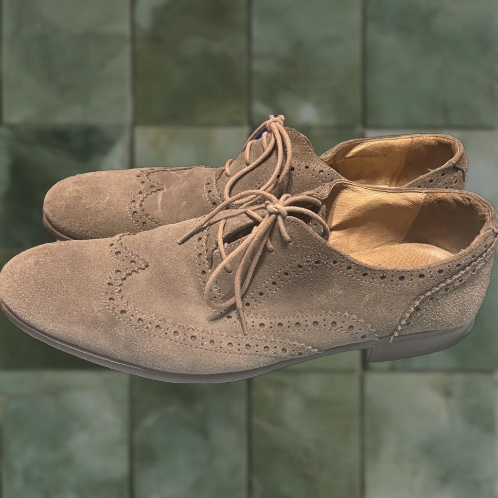 John Varvatos John Varvatos USA Gray Suede Casual Wingtip Derby Oxford Mens 11 M Size US 11 / EU 44 - 1 Thumbnail