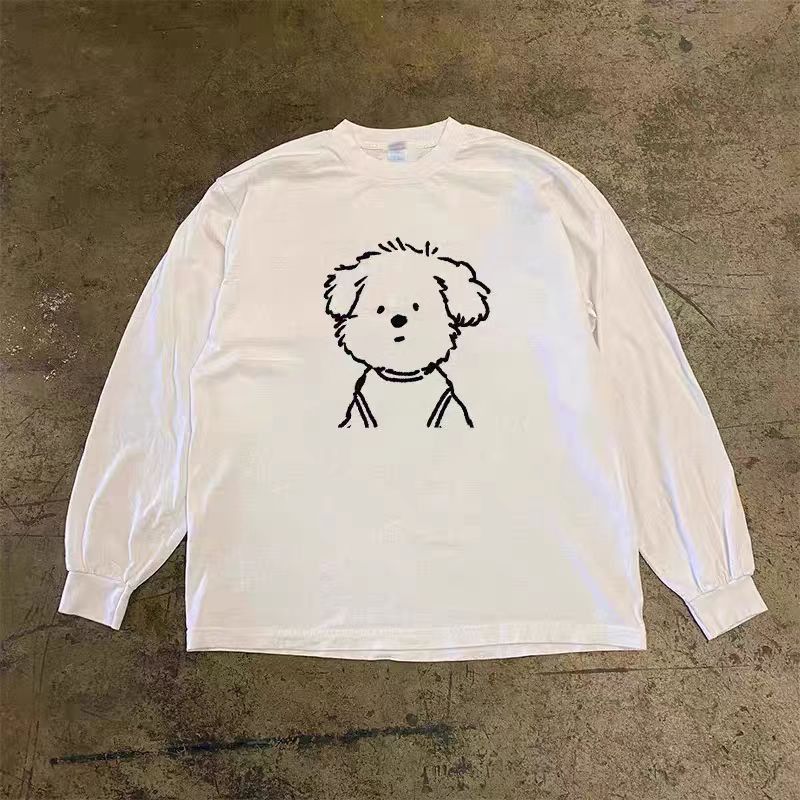 Japanese Brand White casual retro cartoon puppy print long-sleeved t-shirt Size US M / EU 48-50 / 2 - 1 Thumbnail