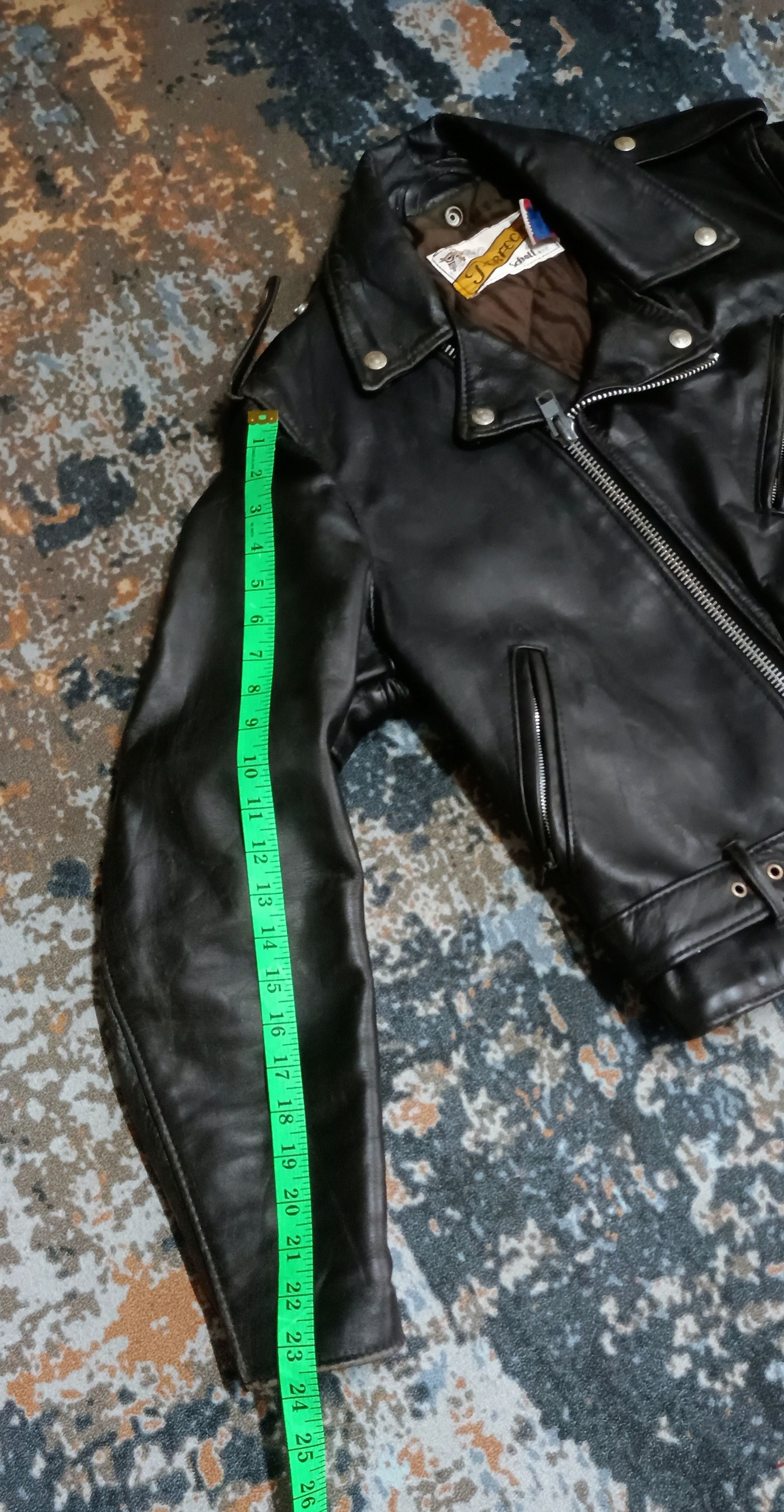 Schott Schott Perfecto "Mc Loguc" Punk Casino Leather Jacket (36) Size US M / EU 48-50 / 2 - 19 Thumbnail