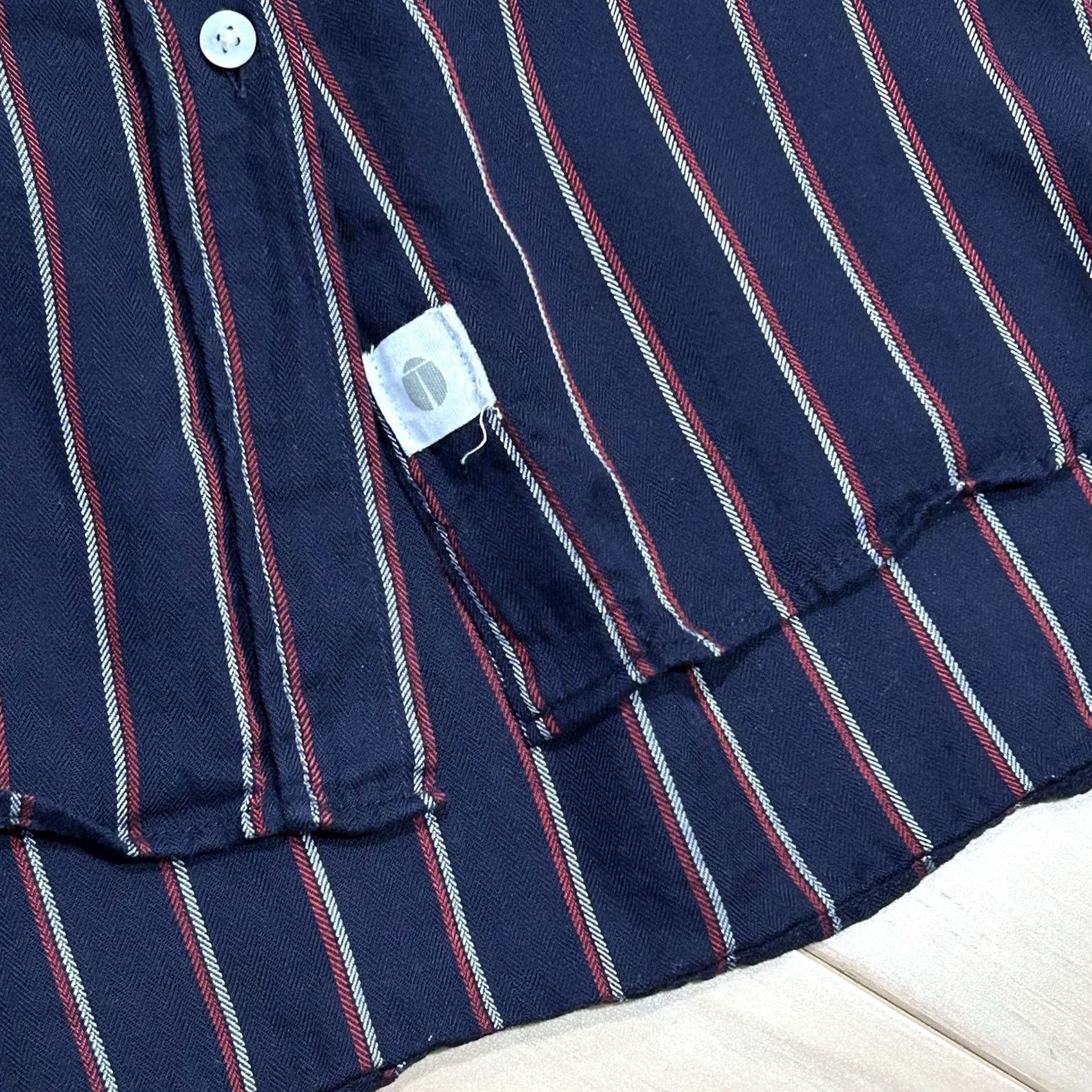 Vintage Grayson Button-Up Shirt Striped Long Sleeve Women’s S Blue Knit 100% Cotton Relaxed Casual Workwear Urban Fashion Modern 02 Small Size S / US 4 / IT 40 - 2 Thumbnail