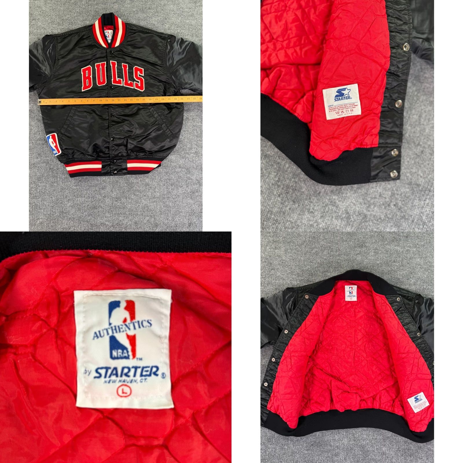 Starter VINTAGE Starter Chicago Bulls Satin Bomber Jacket Mens L Black 90s Varsity Jacket Size US L / EU 52-54 / 3 - 8 Thumbnail