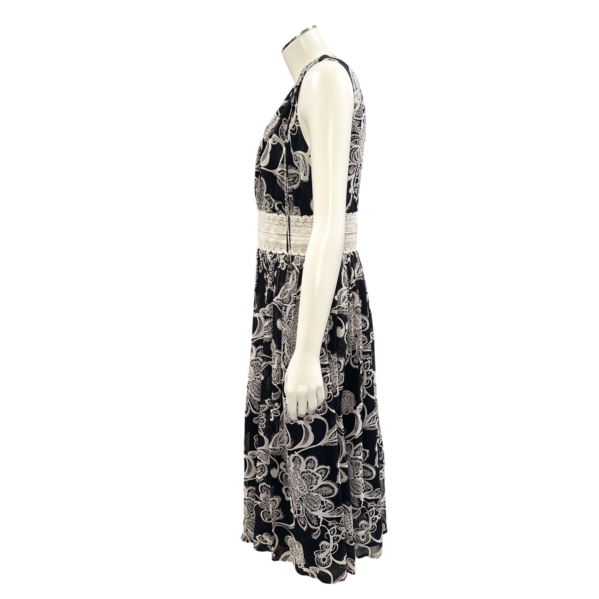 Oscar De La Renta Oscar de la Renta Size 6 Vintage Silk Dress Black White Lace Size M / US 6-8 / IT 42-44 - 3 Thumbnail