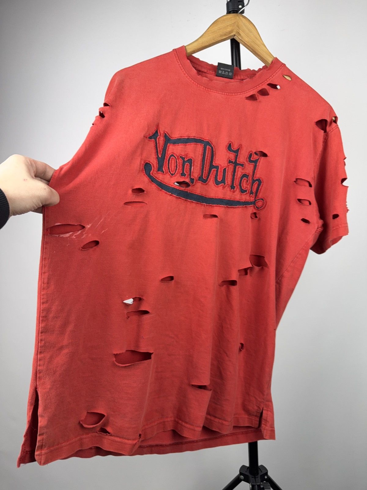Von Dutch Von Dutch Faded Distressed Logo T Shirt Y2K Biker Grunge XL Size US XL / EU 56 / 4 - 6 Thumbnail