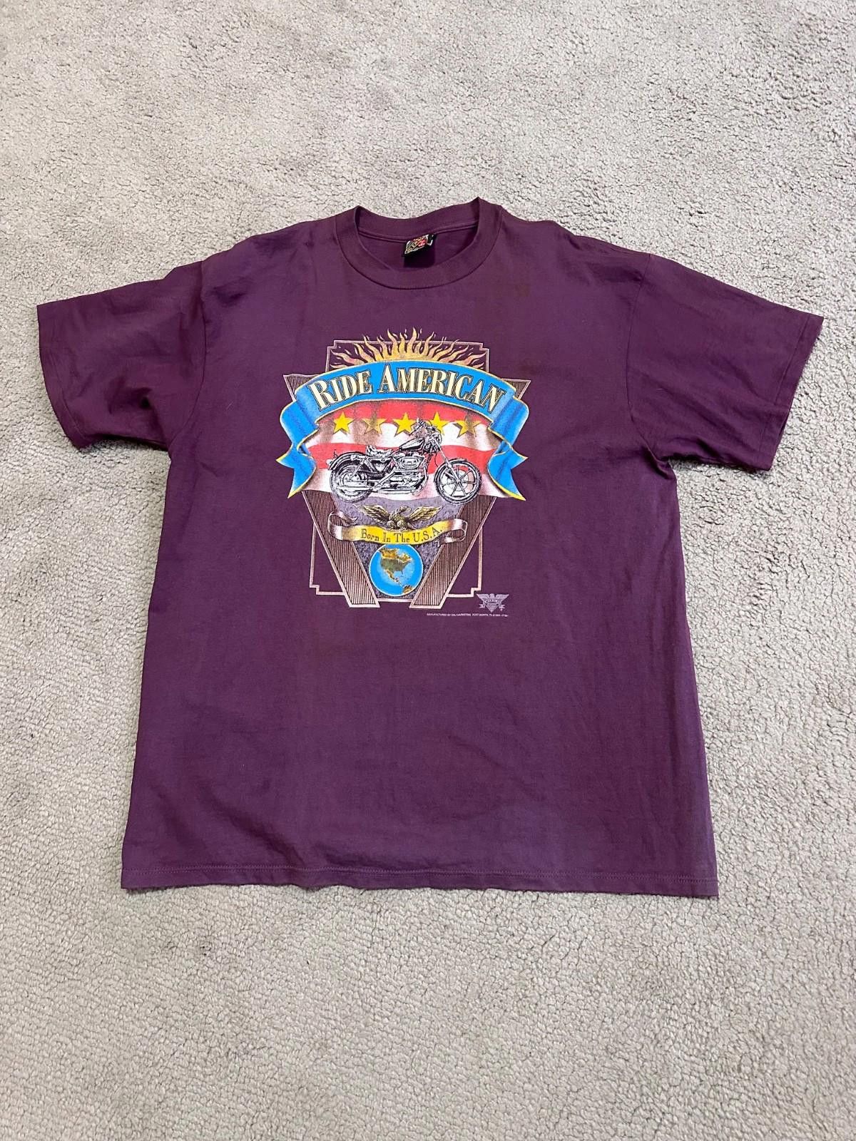 Other 3D Emblem USA Ride American Motorcycle Burgundy 1990s Grunge Size US XL / EU 56 / 4 - 1 Thumbnail