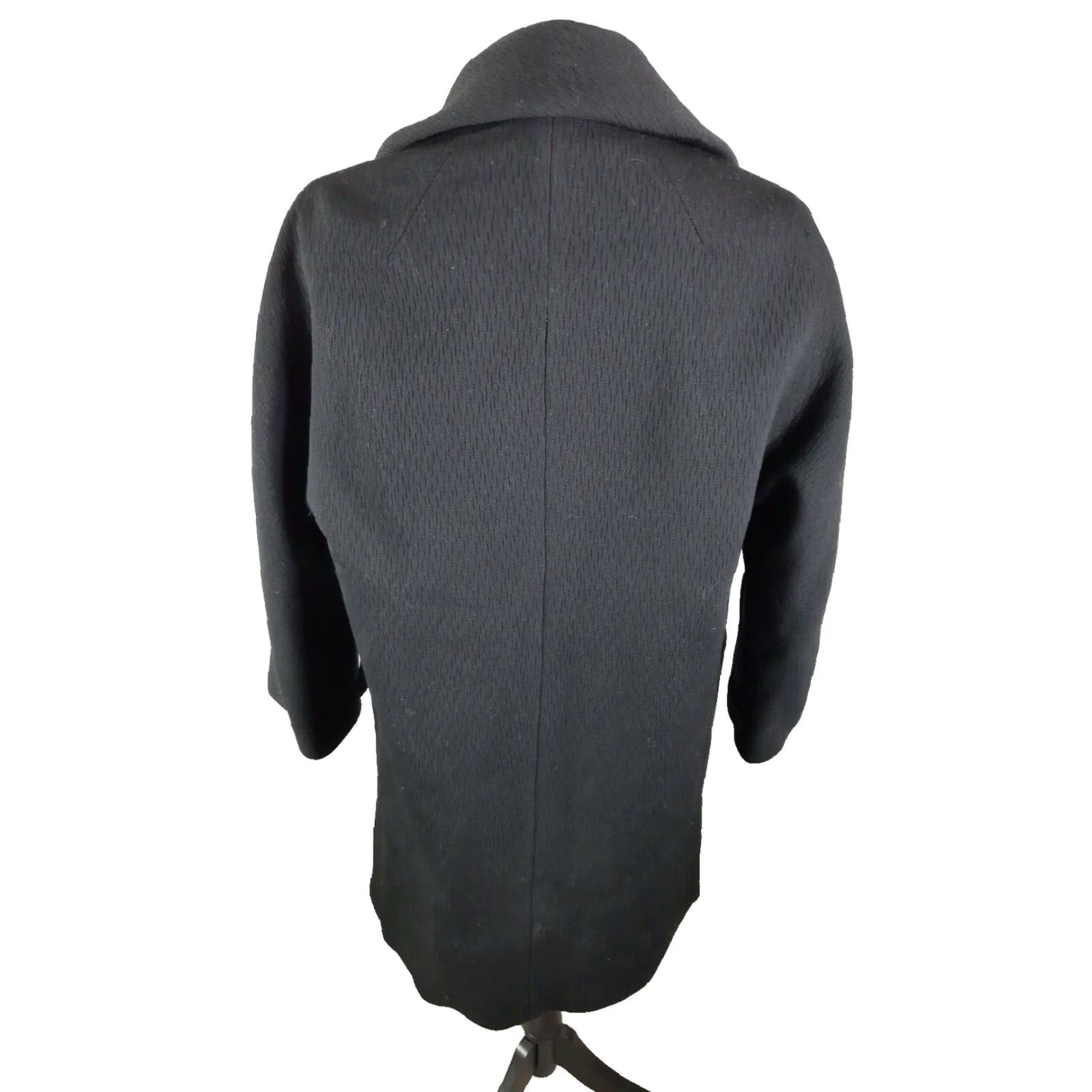 Doublet VINTAGE Edevins Women's Pea Coat Long Wool Black Double Breasted 60s 70s Coat Menswomen Size L / US 10 / IT 46 - 6 Thumbnail
