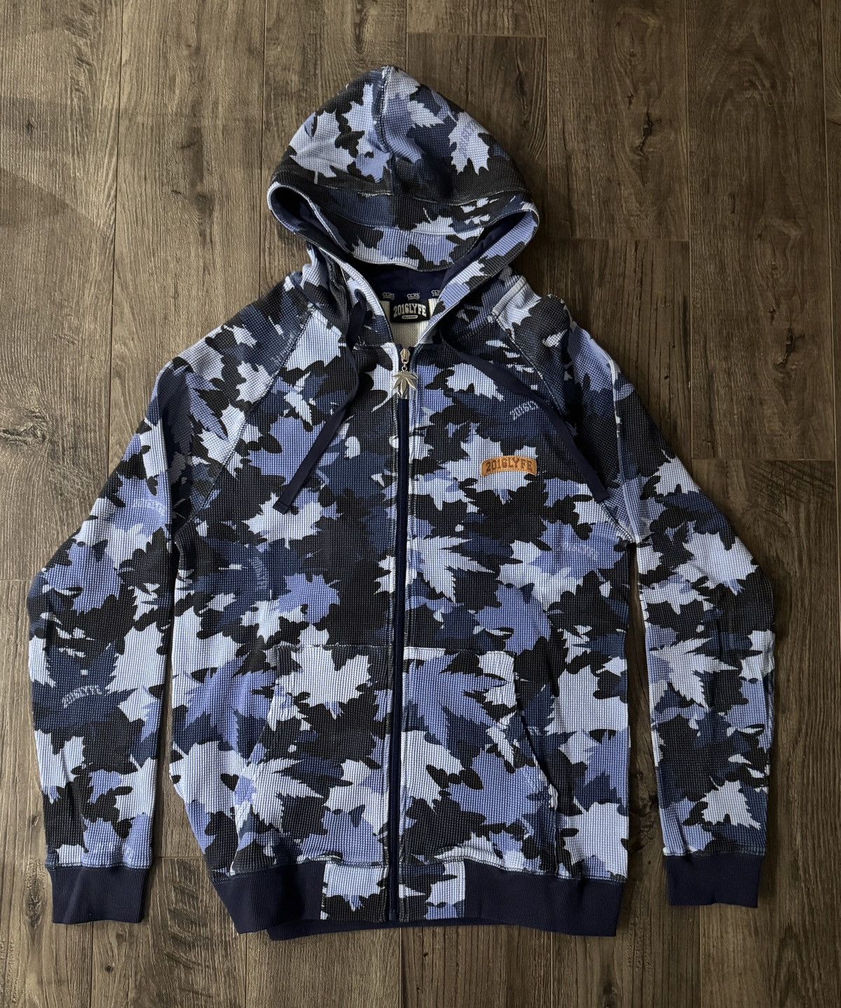 Smokedope2016 Thermal Zip Up Hoodie Merch Navy Blue