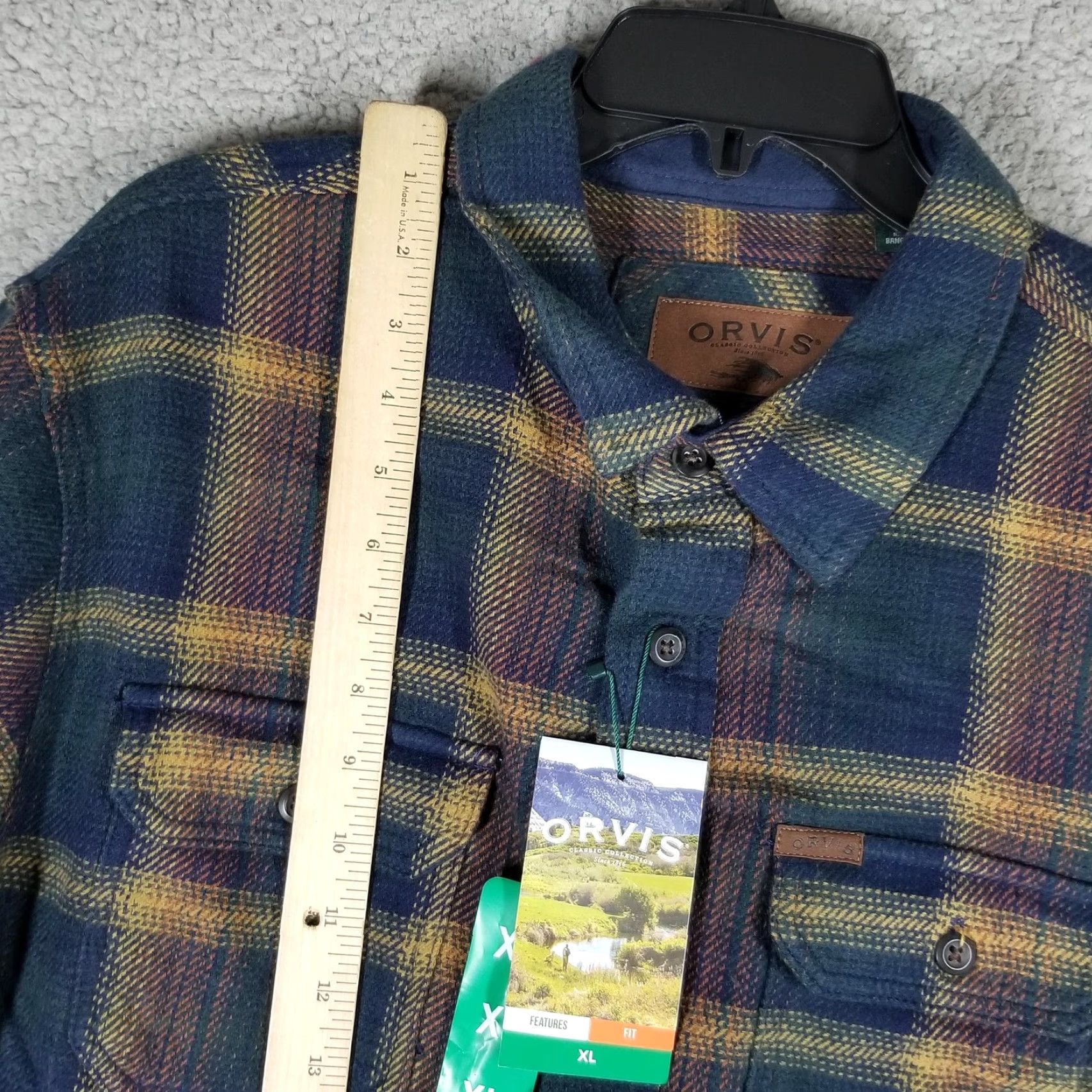 Orvis Orvis Flannel Shirt Mens XL Green Plaid Fleece-Lined Long Sleeve Button-Front Pockets Size US XL / EU 56 / 4 - 5 Thumbnail