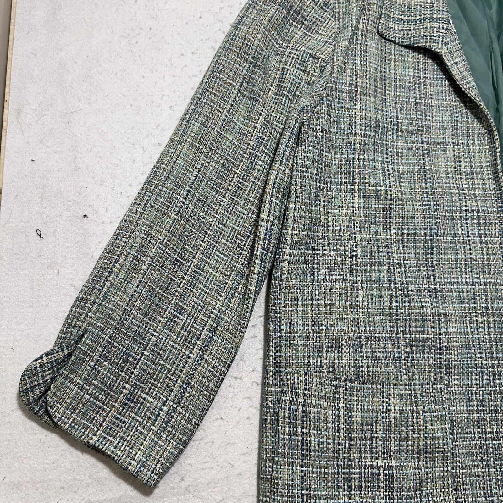 Other David N 8 Pure Silk Blazer Jacket Tweed Green Striped Coat Size M / US 6-8 / IT 42-44 - 6 Thumbnail