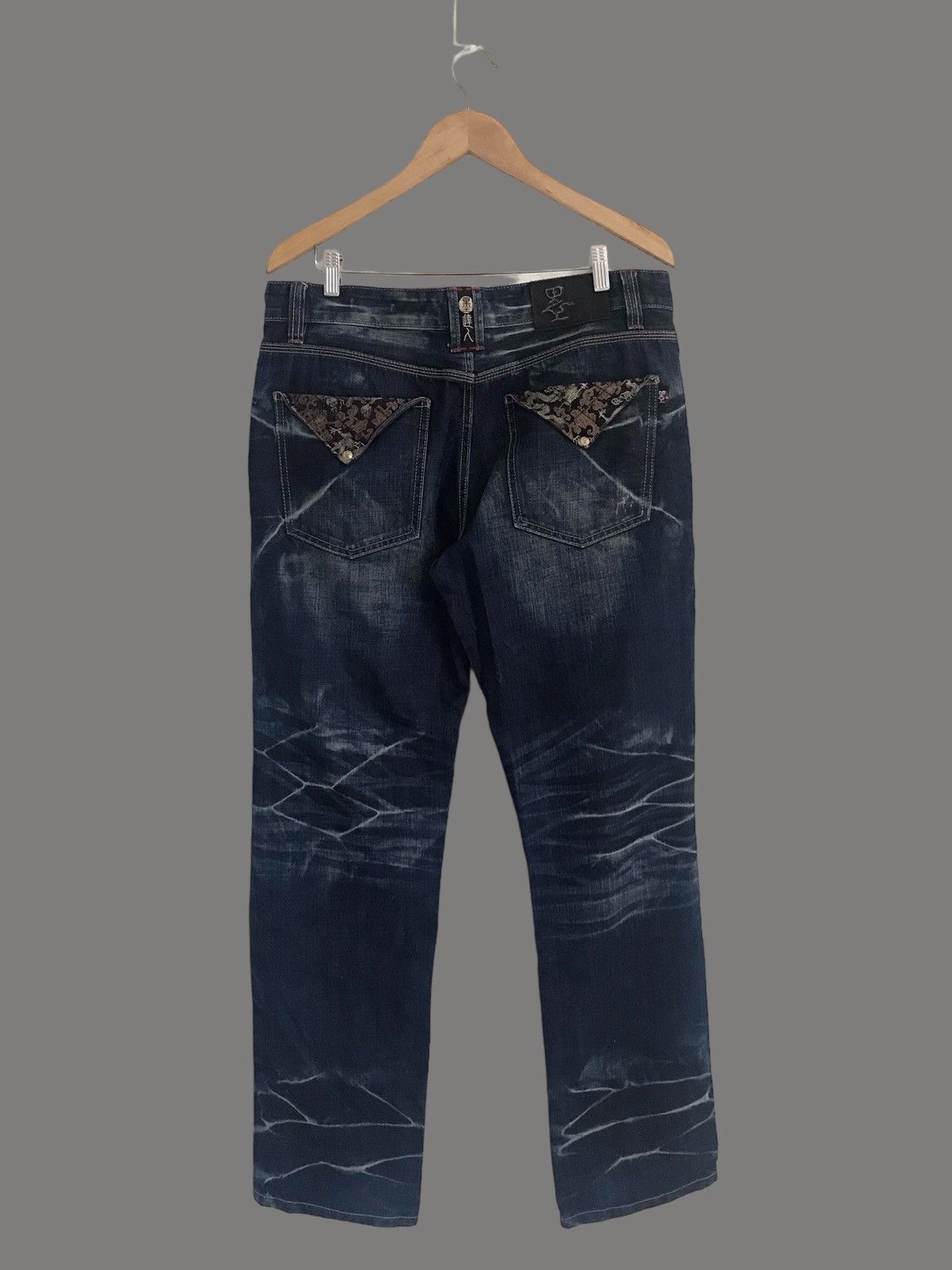 Karakuri Tamashii Japanese Brand Big Train Distressed Denim Sukajan Dragon Size US 35 - 2 Thumbnail