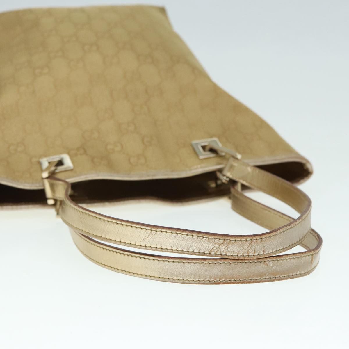 GUCCI GG Canvas Shoulder Bag Gold Tone Gold 0021099