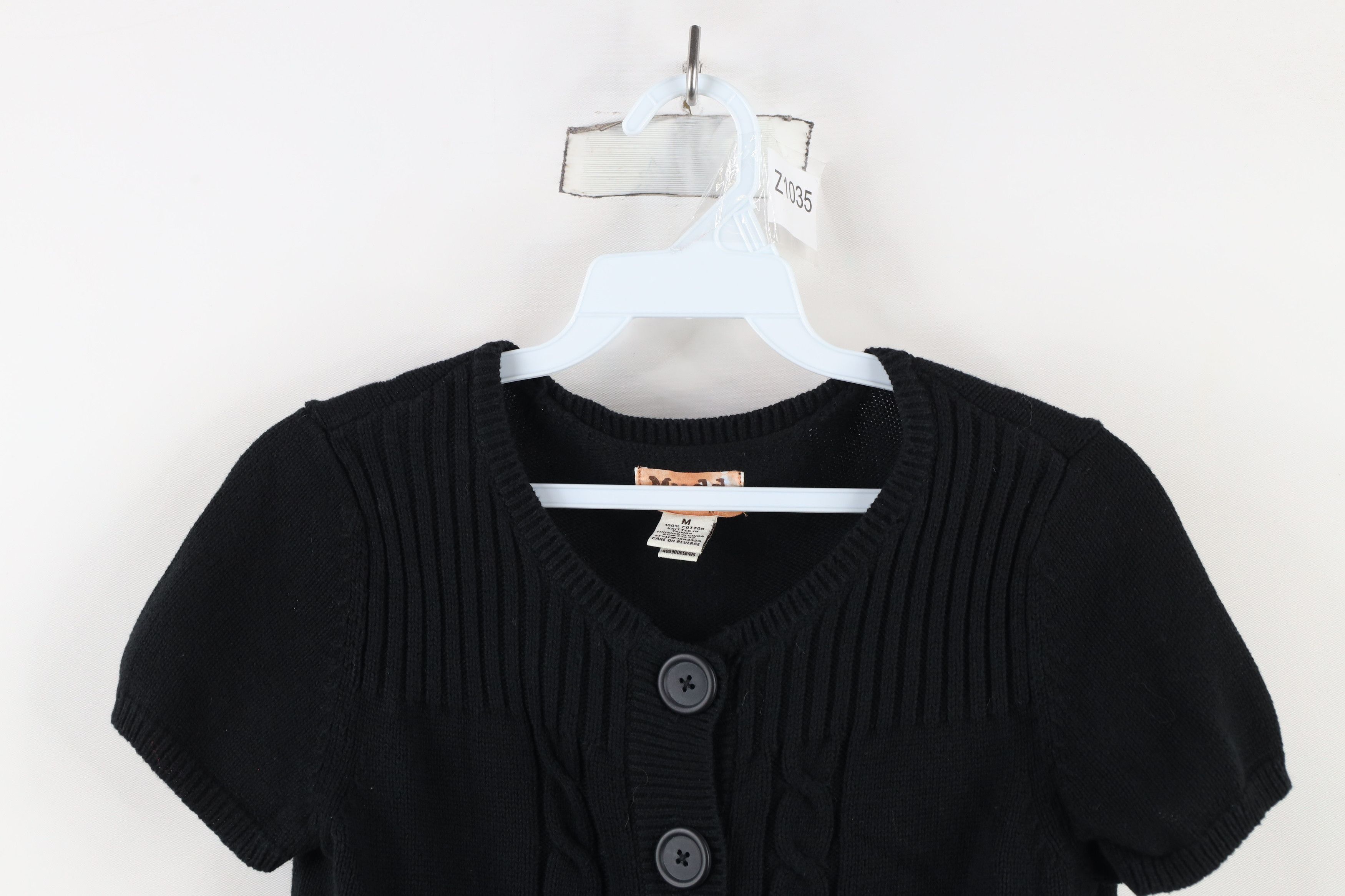 Vintage Vintage Y2K Babydoll Mudd Cable Knit Cardigan Sweater Black Size M / US 6-8 / IT 42-44 - 2 Thumbnail