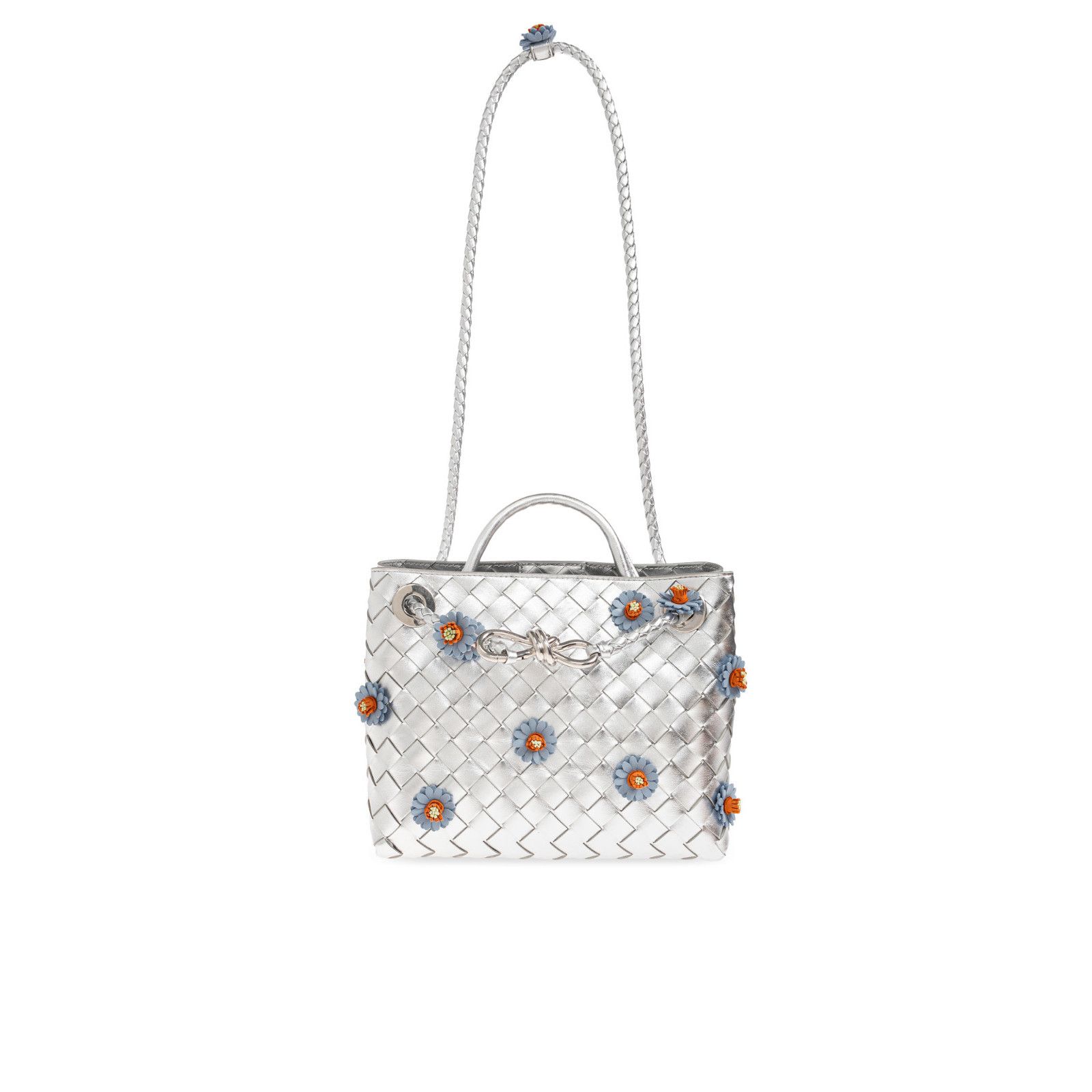 Bottega Veneta Andiamo Small Silver Top Handle Bag New & Aut, Women's