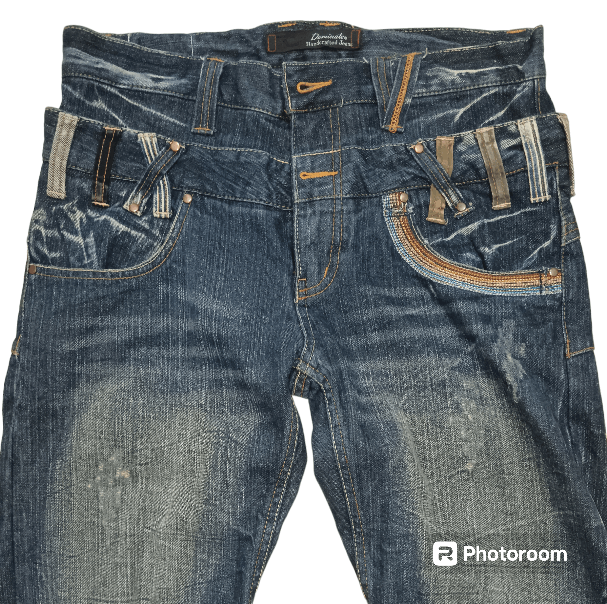 If Six Was Nine DOMINATE DOUBLE WAIST DISTRESS SEASONED JEANS Size US 34 / EU 50 - 2 Thumbnail