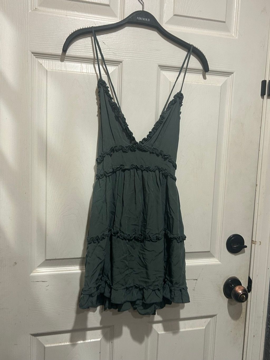 Shein Women's SHEIN Dark Green Ruffled Mini Dress S Size S / US 4 / IT 40 - 1 Thumbnail