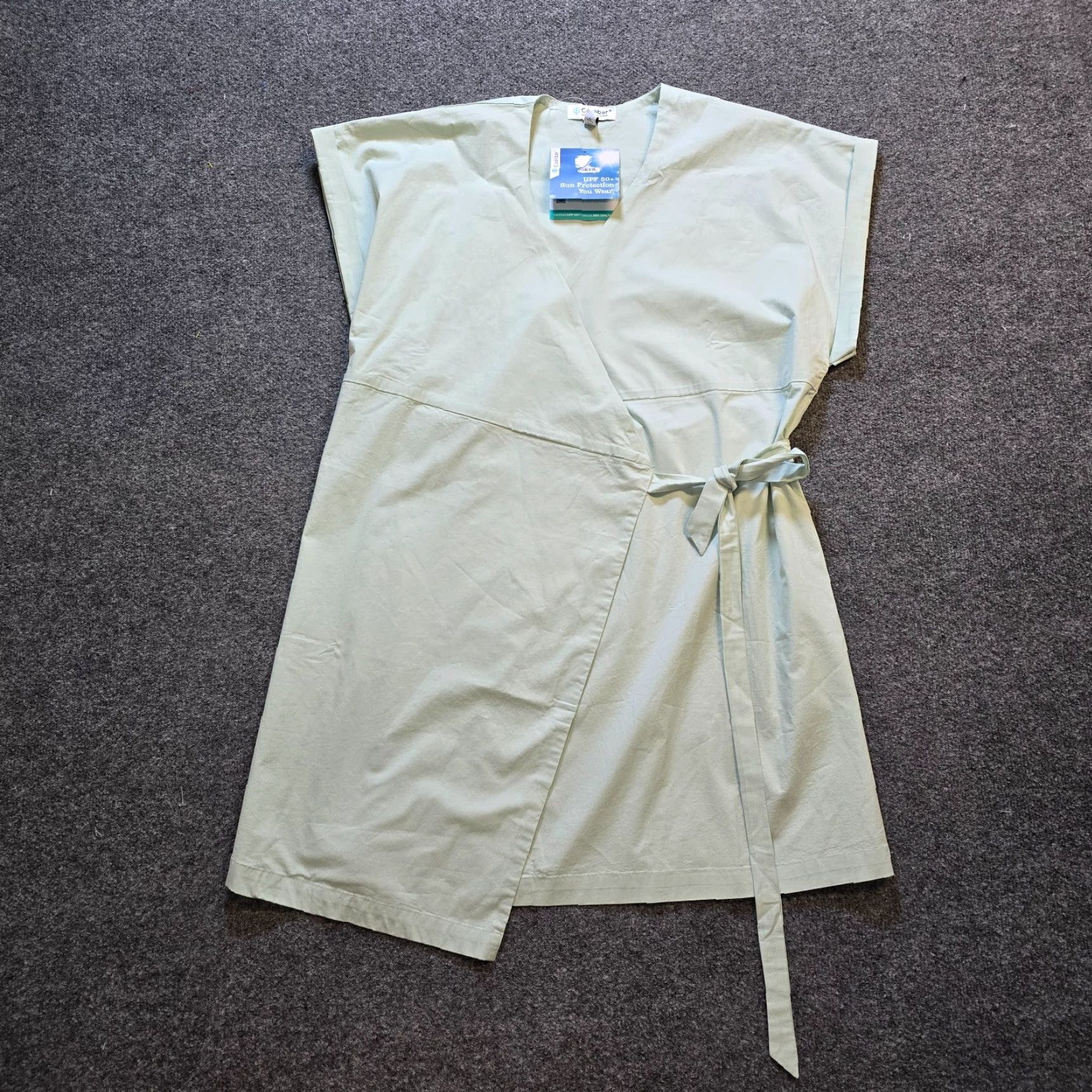 Vintage Coolibar Dress Womens XL Green Wrap Sunny Isles Short Sleeve UPF Casual Dress Shirt Size 40" / US 18 - 2 Thumbnail
