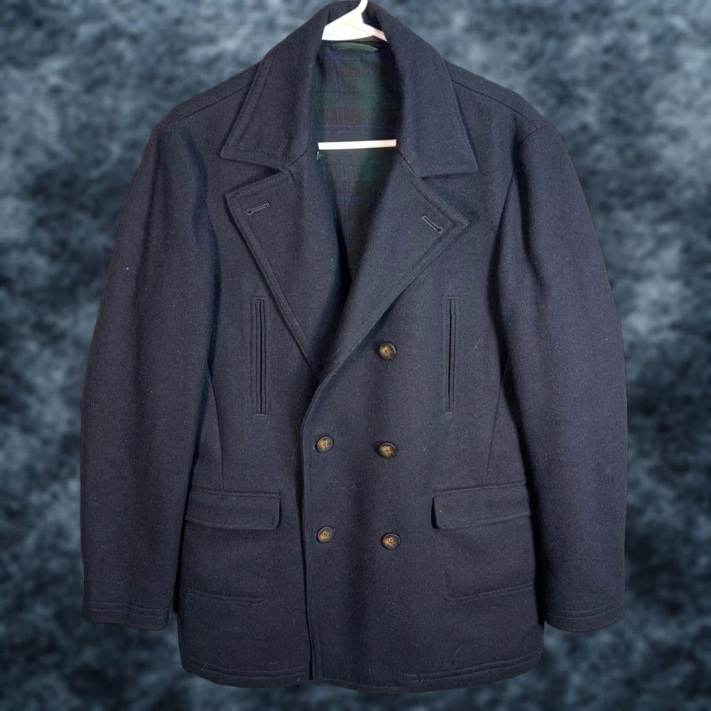 Ralph Lauren VINTAGE Lauren Ralph Lauren Mens Double-Breasted Peacoat 18R Navy Wool Blend Size XXL / US 16-18 / IT 52-54 - 1 Thumbnail