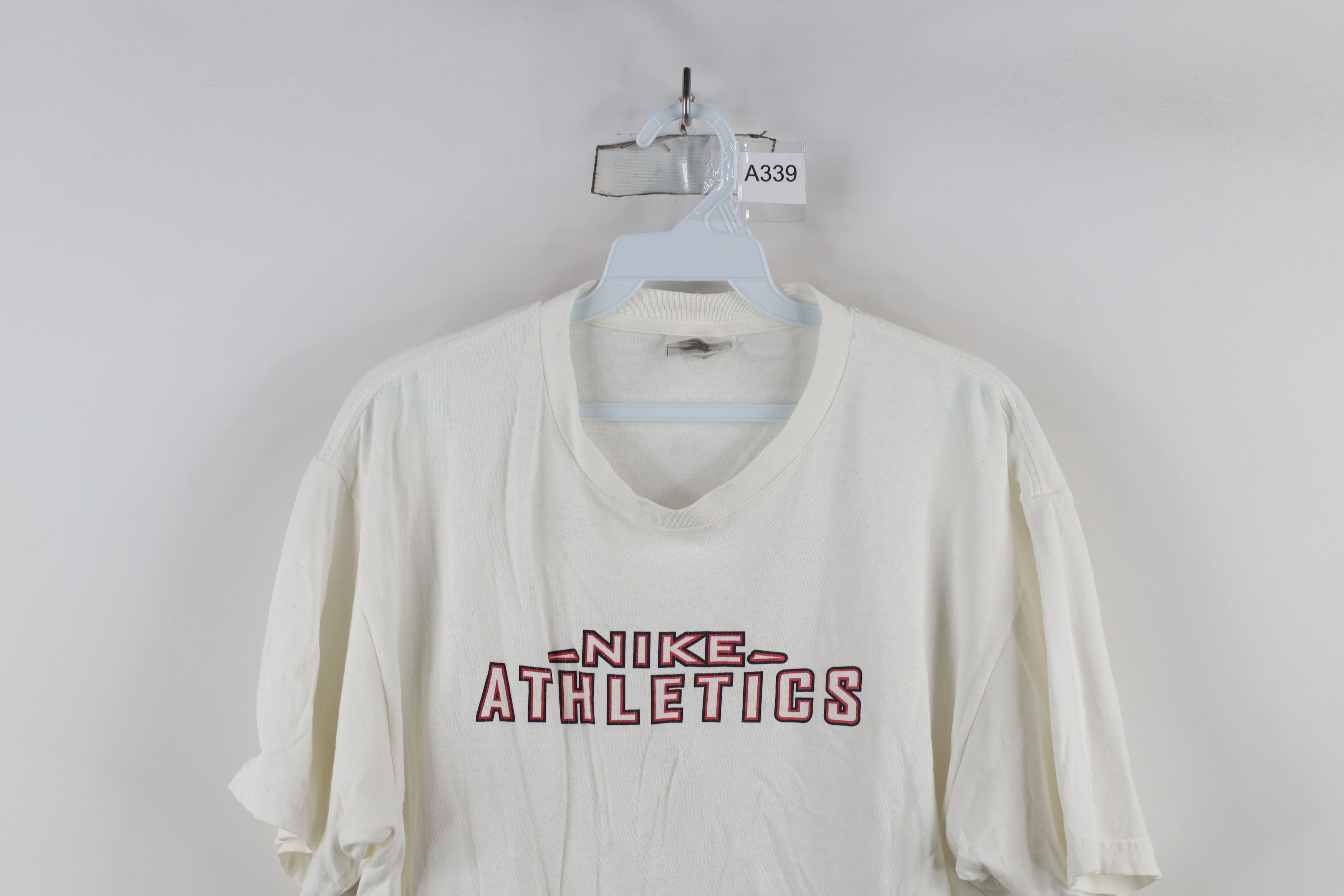 Nike × Vintage Vintage 90s Nike Spell Out Short Sleeve T-Shirt White Size US M / EU 48-50 / 2 - 2 Thumbnail