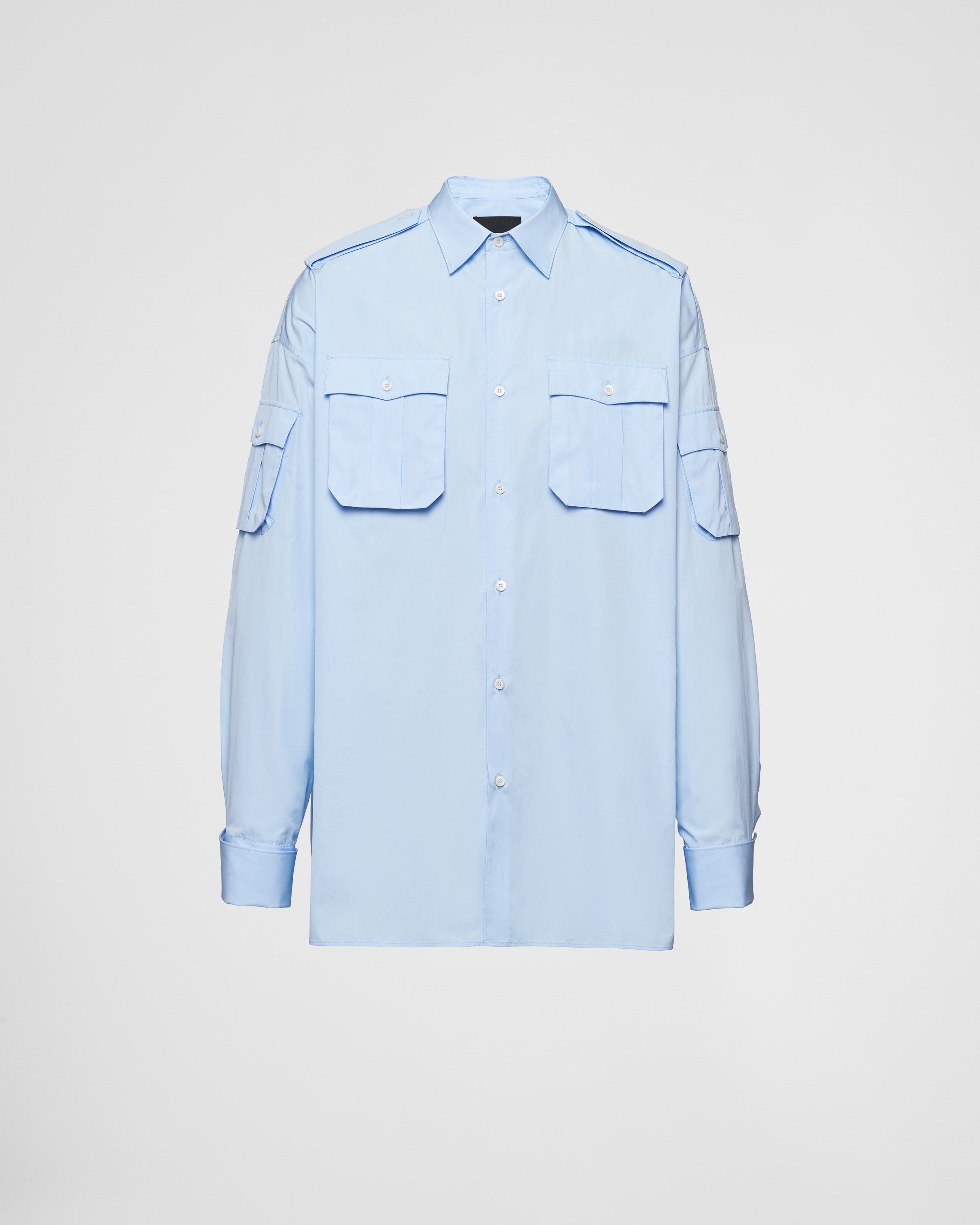 Prada o1bcso1str1025 Popeline Cotton Shirt in Blue Size US S / EU 44-46 / 1 - 1 Thumbnail