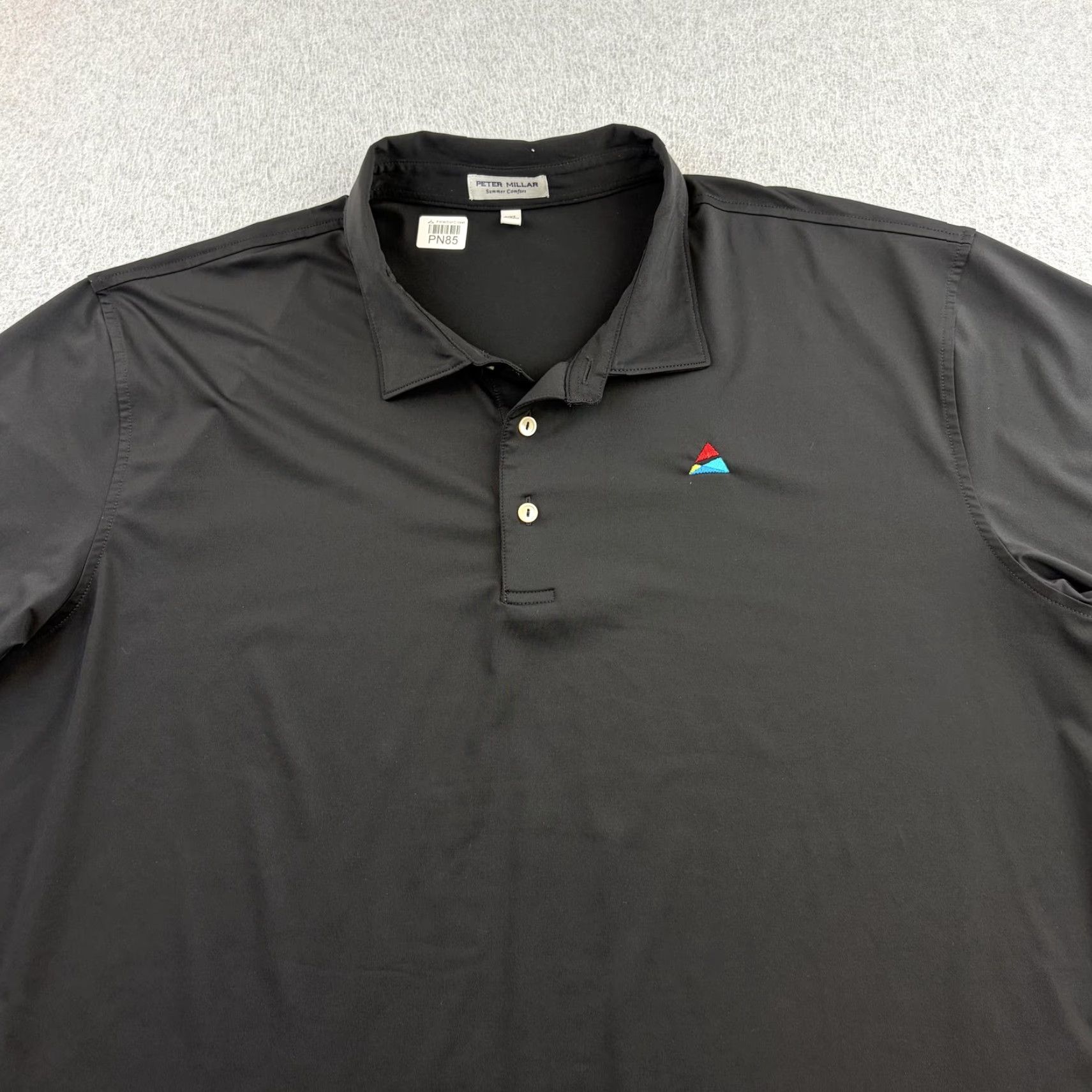 Peter Millar Peter Millar Summer Comfort Polo Shirt Mens 2XL Black Solid Matrix Logo Golf Shirt Size US XXL / EU 58 / 5 - 4 Thumbnail