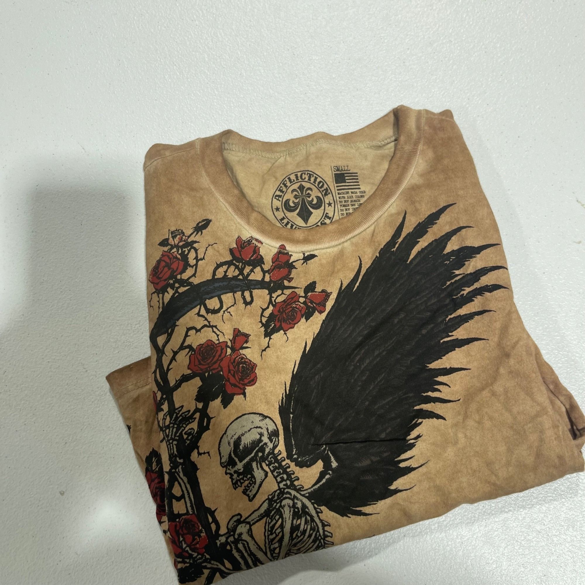 Other NEW AFFLICTION WOMEN'S WINGED REAPER BABY TEE SMALL Size S / US 4 / IT 40 - 5 Thumbnail