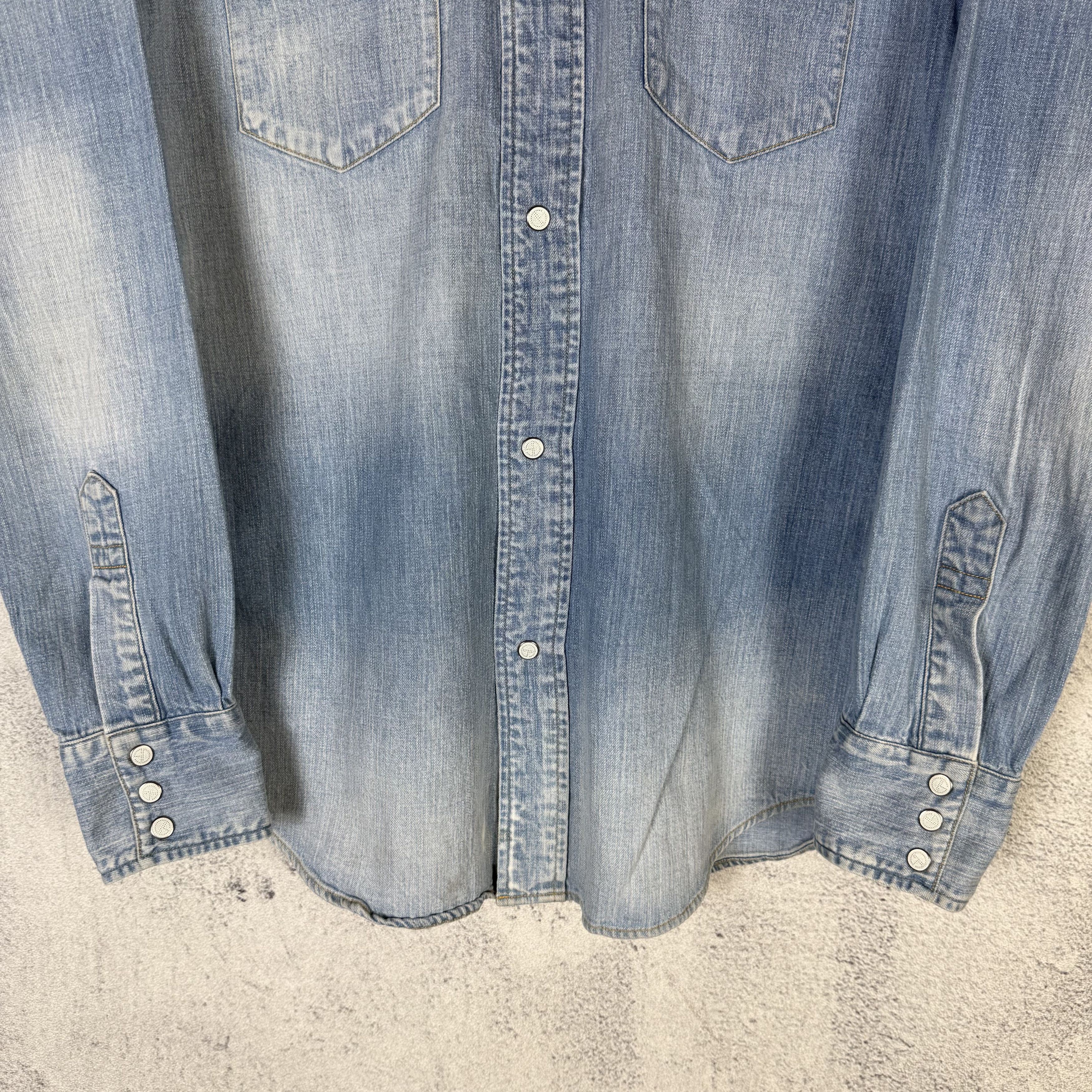 Japanese Brand Standard California Washed Denim Western Shirt Pearl Snap Size US M / EU 48-50 / 2 - 3 Thumbnail