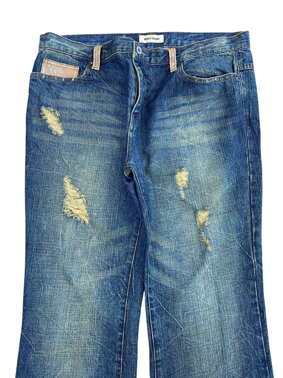 Japanese Brand Beach Sound Brand Whiskers Mud Wash Stye Loose Jeans Size US 34 / EU 50 - 2 Thumbnail