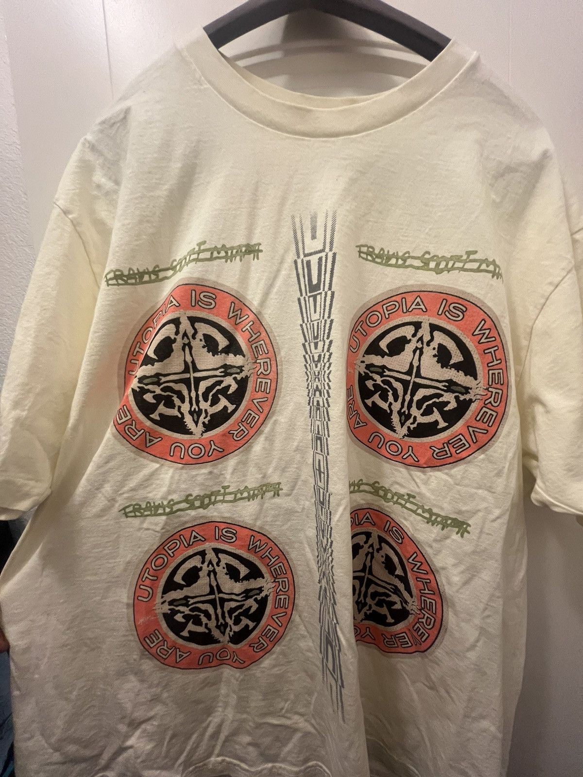 image of Travis Scott “Utopia” Tee From Rolling Loud Miami 2023 in Cream, Men's (Size 2XL)