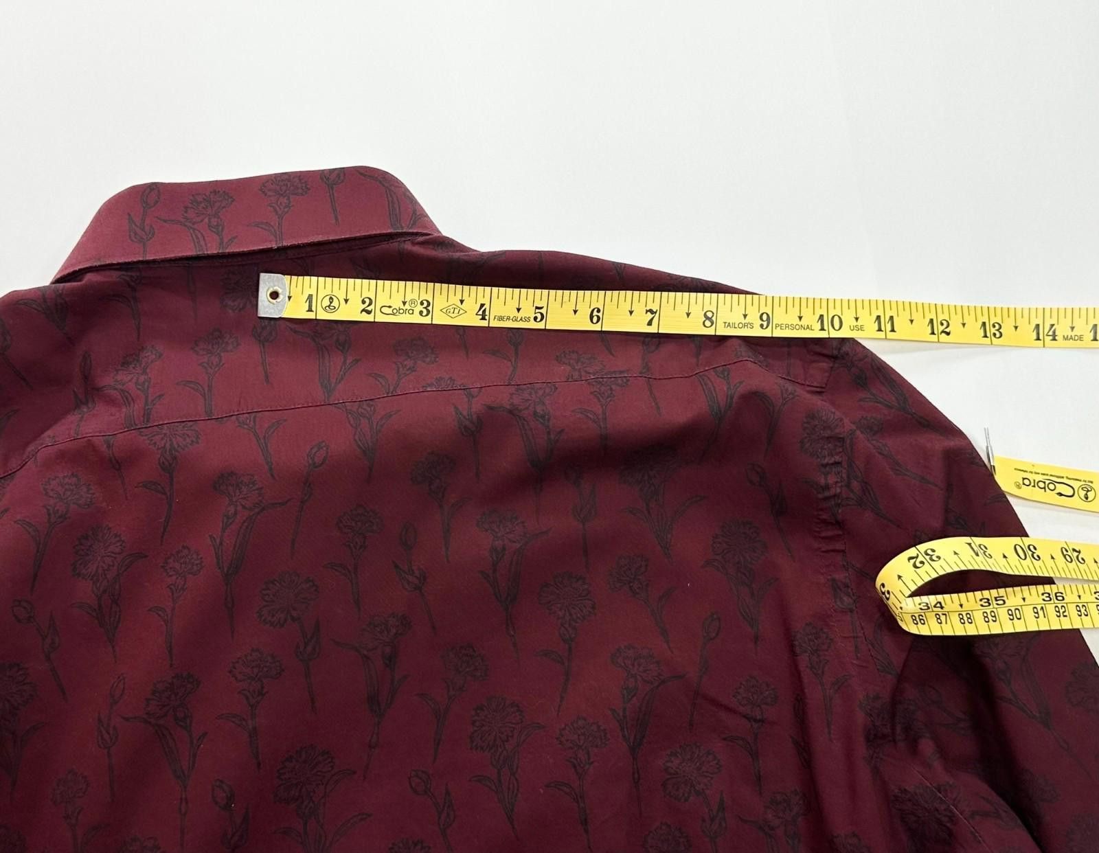Express Express Slim Fit 1MX Floral Print Button Up Shirt Red Men XL Size US XL / EU 56 / 4 - 6 Thumbnail