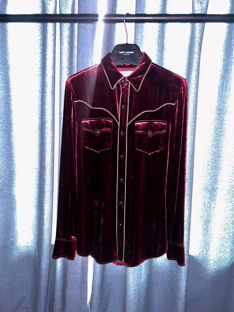 Saint Laurent Paris Saint laurent paris 2016 FW Red Velvet Shirt 2506-Nextarrow Size US S / EU 44-46 / 1 - 1 Thumbnail